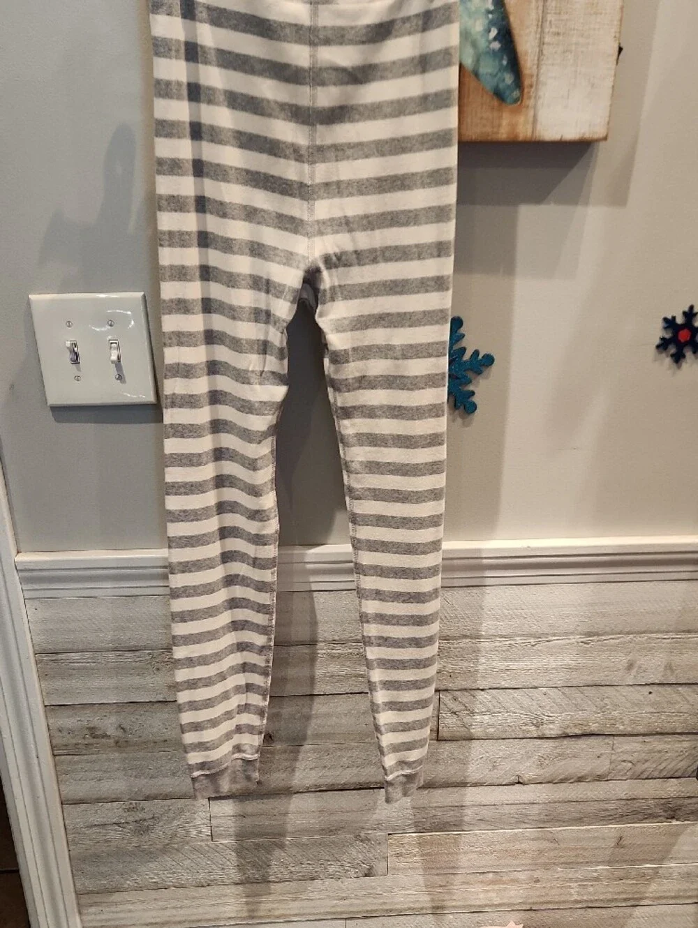 Hanna Andersson Gray & White Striped Kids Pajama Set Sz 14